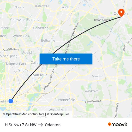 H St Nw+7 St NW to Odenton map