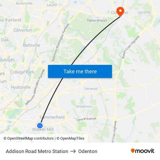 Addison Road Metro Station to Odenton map