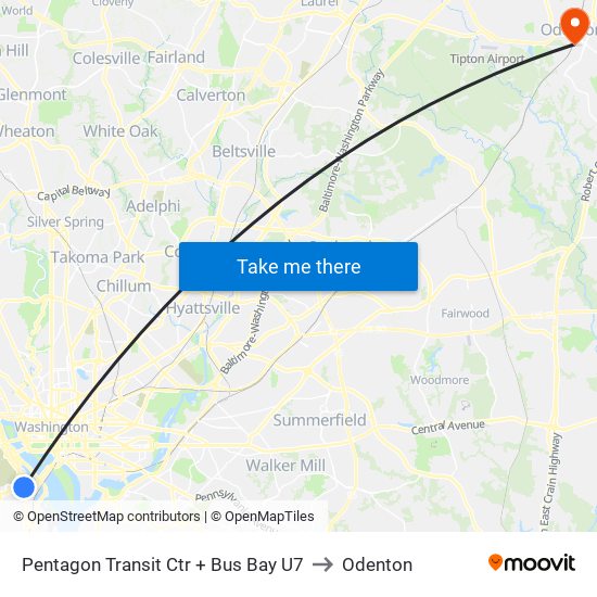 Pentagon Transit Ctr + Bus Bay U7 to Odenton map