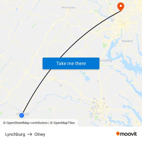 Lynchburg to Olney map