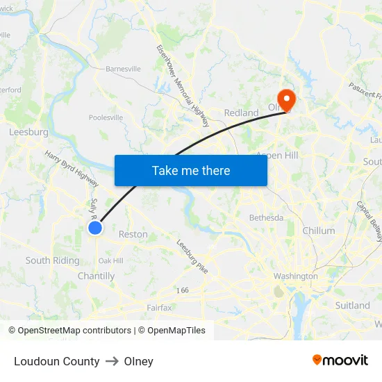 Loudoun County to Olney map