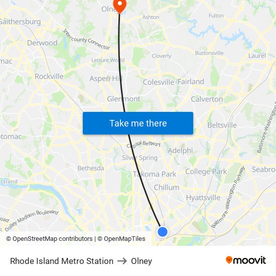 Rhode Island Metro Station to Olney map