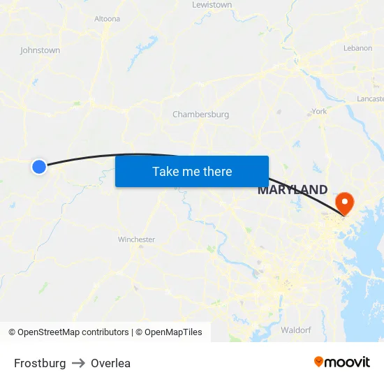 Frostburg to Overlea map