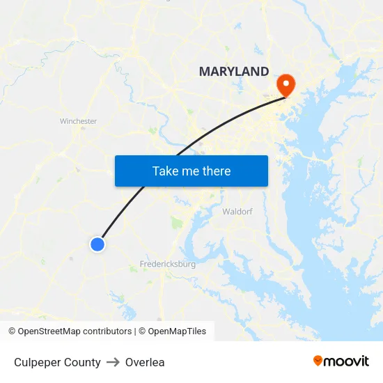 Culpeper County to Overlea map