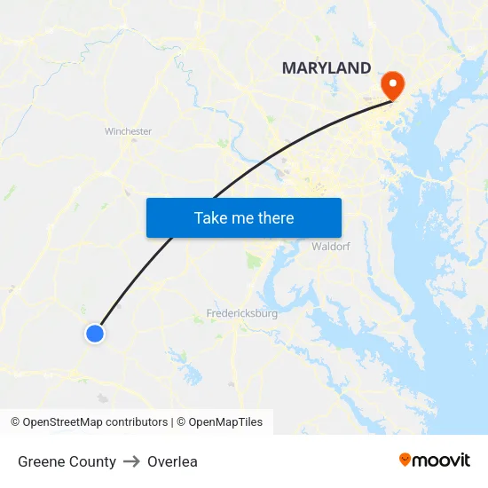 Greene County to Overlea map