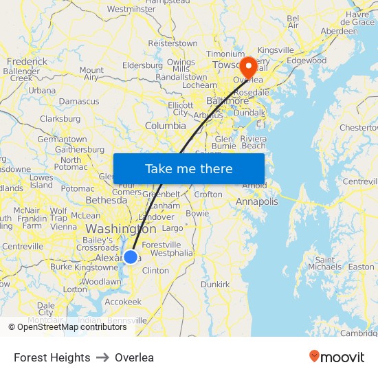 Forest Heights to Overlea map