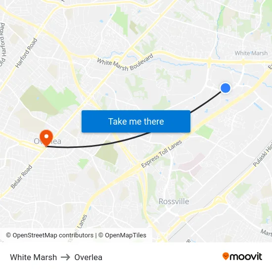 White Marsh to Overlea map