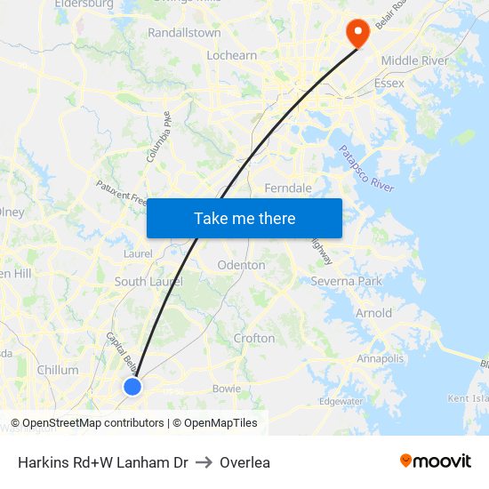 Harkins Rd+W Lanham Dr to Overlea map
