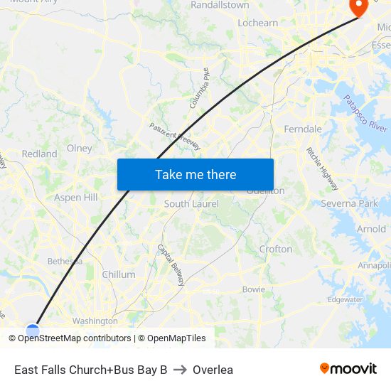 East Falls Church+Bay B to Overlea map