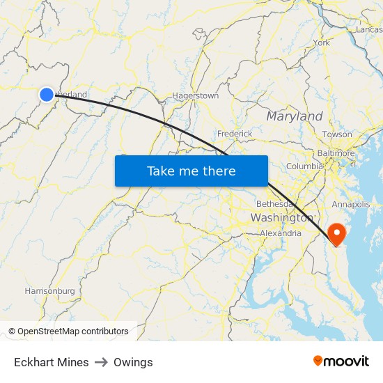 Eckhart Mines to Owings map