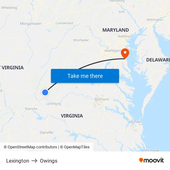 Lexington to Owings map