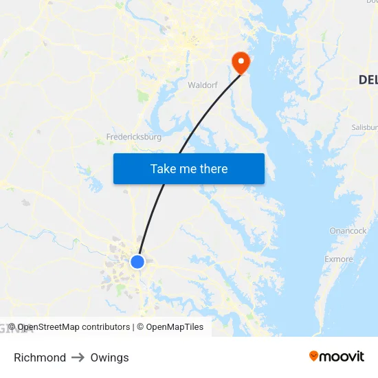 Richmond to Owings map