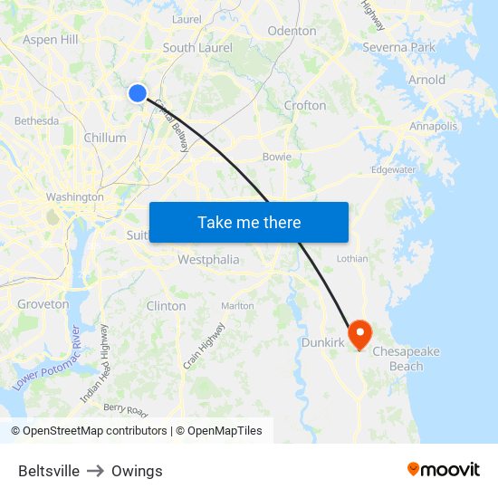 Beltsville to Owings map