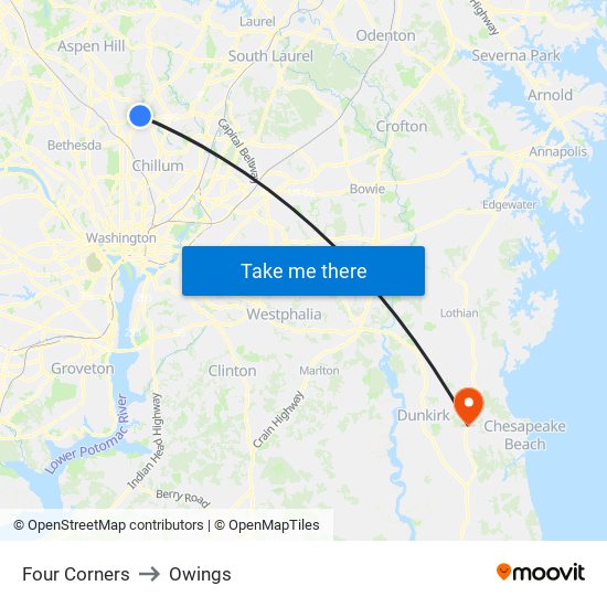 Four Corners to Owings map