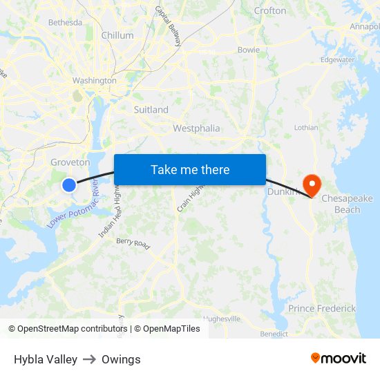 Hybla Valley to Owings map