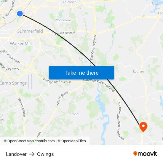 Landover to Owings map