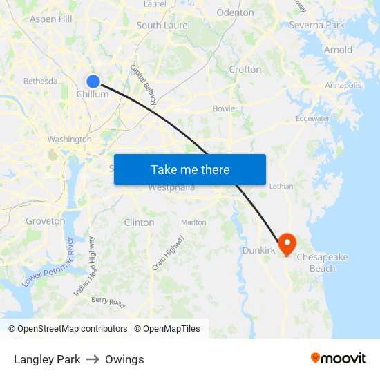 Langley Park to Owings map