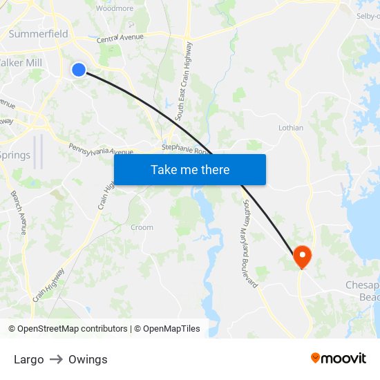 Largo to Owings map