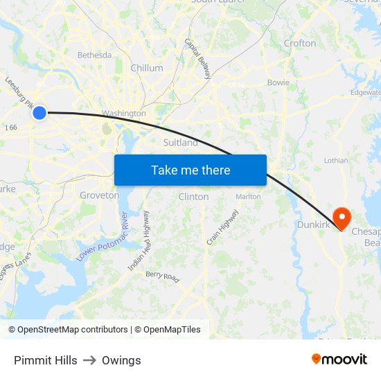 Pimmit Hills to Owings map