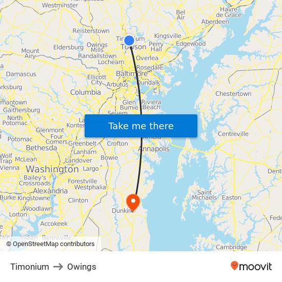 Timonium to Owings map