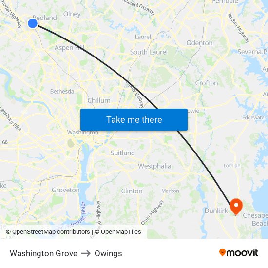 Washington Grove to Owings map