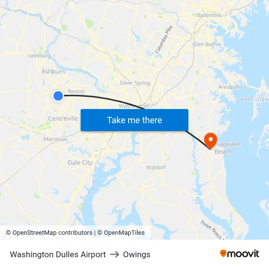 Washington Dulles Airport to Owings map