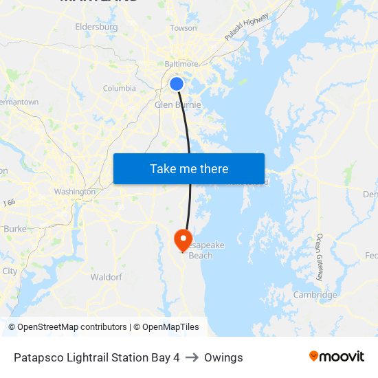 Patapsco Lightrail Station Bay 4 to Owings map