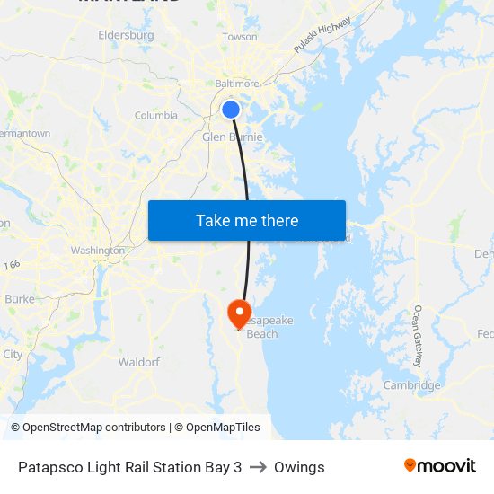 Patapsco Light Rail Station Bay 3 to Owings map