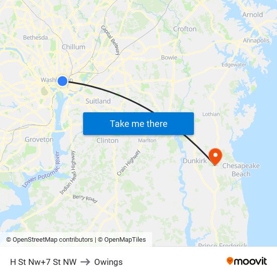 H St Nw+7 St NW to Owings map