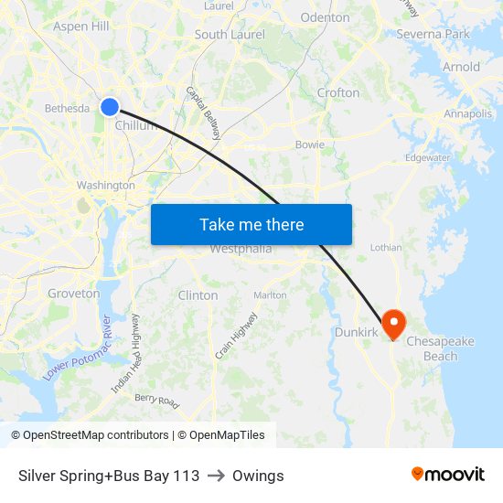 Silver Spring+Bay 113 to Owings map