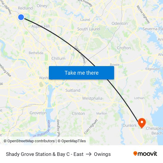 Shady Grove Station & Bay C - East to Owings map