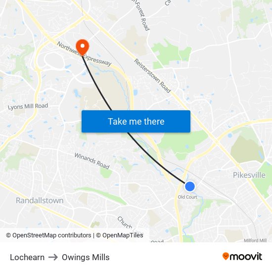 Lochearn to Owings Mills map