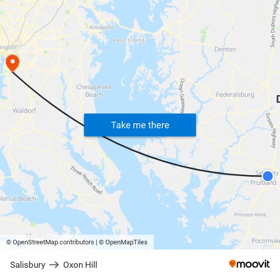 Salisbury to Oxon Hill map