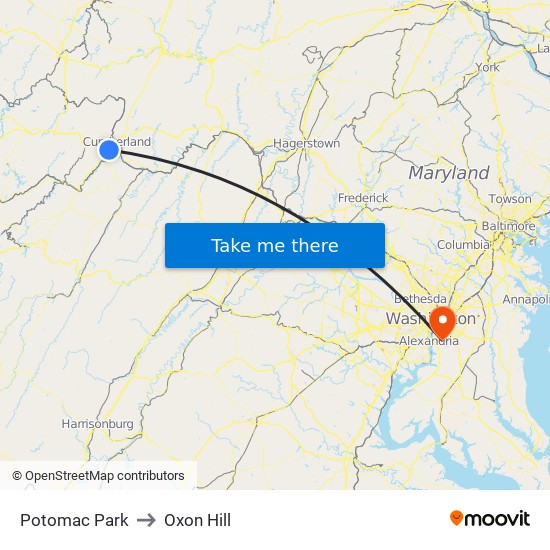 Potomac Park to Oxon Hill map