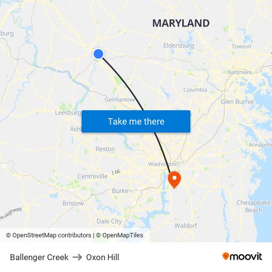 Ballenger Creek to Oxon Hill map