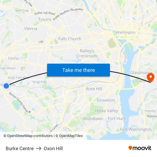 Burke Centre to Oxon Hill map