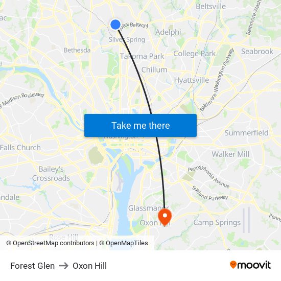 Forest Glen to Oxon Hill map