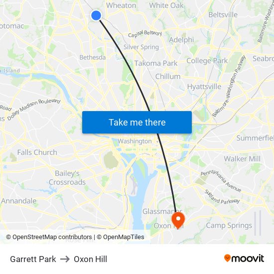 Garrett Park to Oxon Hill map