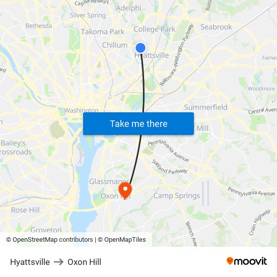 Hyattsville to Oxon Hill map
