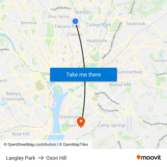 Langley Park to Oxon Hill map