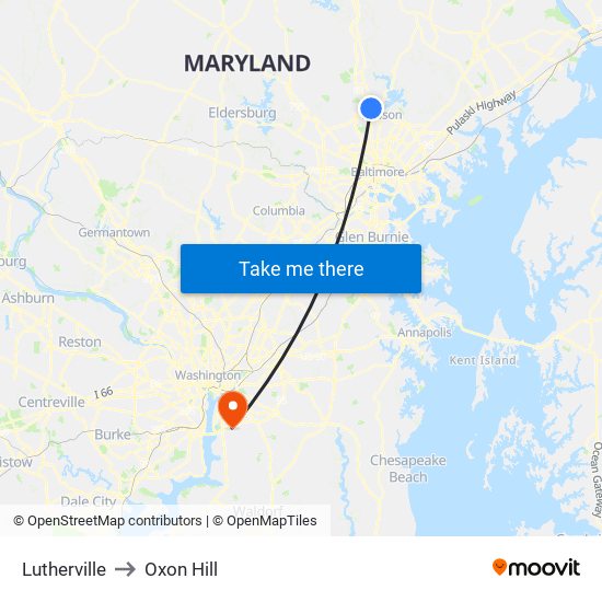 Lutherville to Oxon Hill map