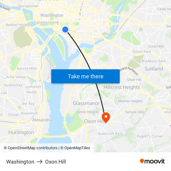 Washington to Oxon Hill map