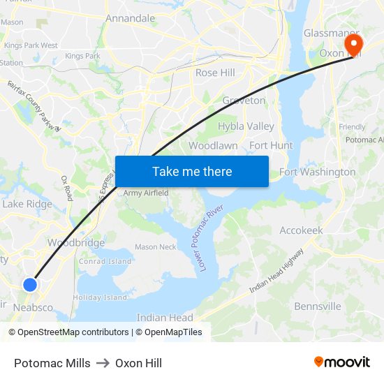 Potomac Mills to Oxon Hill map