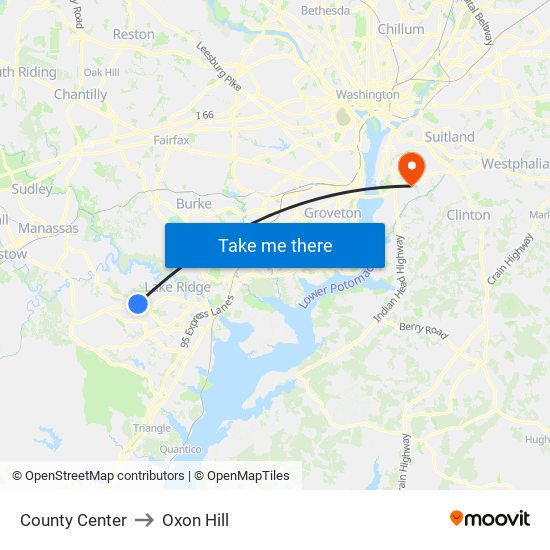 County Center to Oxon Hill map