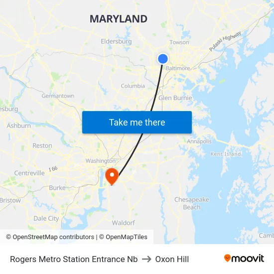 Rogers Metro Station Entrance Nb to Oxon Hill map