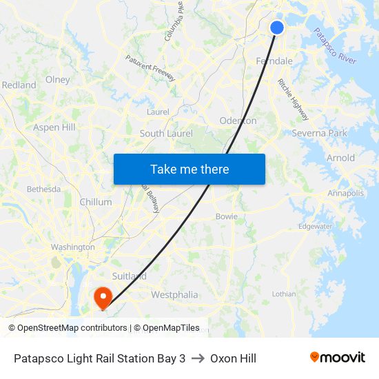 Patapsco Light Rail Station Bay 3 to Oxon Hill map