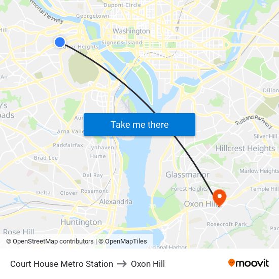 Court House Metro Station to Oxon Hill map