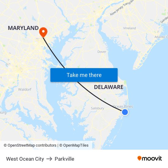 West Ocean City to Parkville map