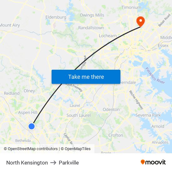 North Kensington to Parkville map