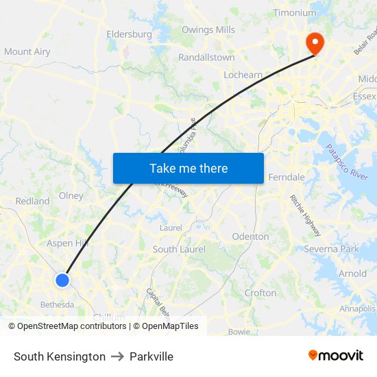 South Kensington to Parkville map